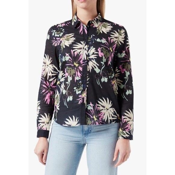 Scotch & Soda Amsterdam Printed Floral Button Down Shirt Size 8/38 Aster Black - Picture 1 of 9